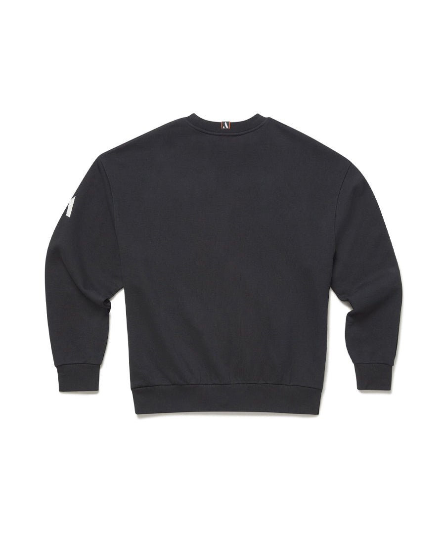 Le Breve crew neck sweater with logo arm band in gray